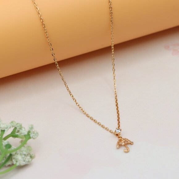 "Delicate Rose Gold Plated Necklace with Umbrella Charm,  XPNL0147 - Picture 12 of 13